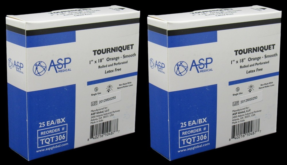 NEW 50-PACK ASP Medical Disposable Tourniquets 1″ x 18″ ORANGE Smooth Rolled +++