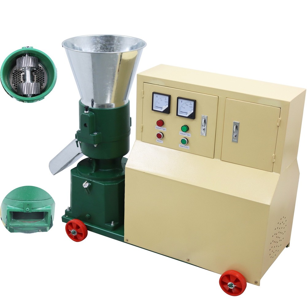 6mm Fram Feed Pellet Mill Machine 2 Rollers Fodder Pelletizer 200-250KG/h 220V