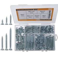 209-Piece Wood Screws Assortment Kit with Phillips Drive and Various Sizes