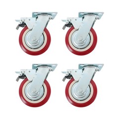 4Pcs Polyurethane 8″ × 2″ Heavy Duty Swivel Caster Wheel With Belt Brake Casters