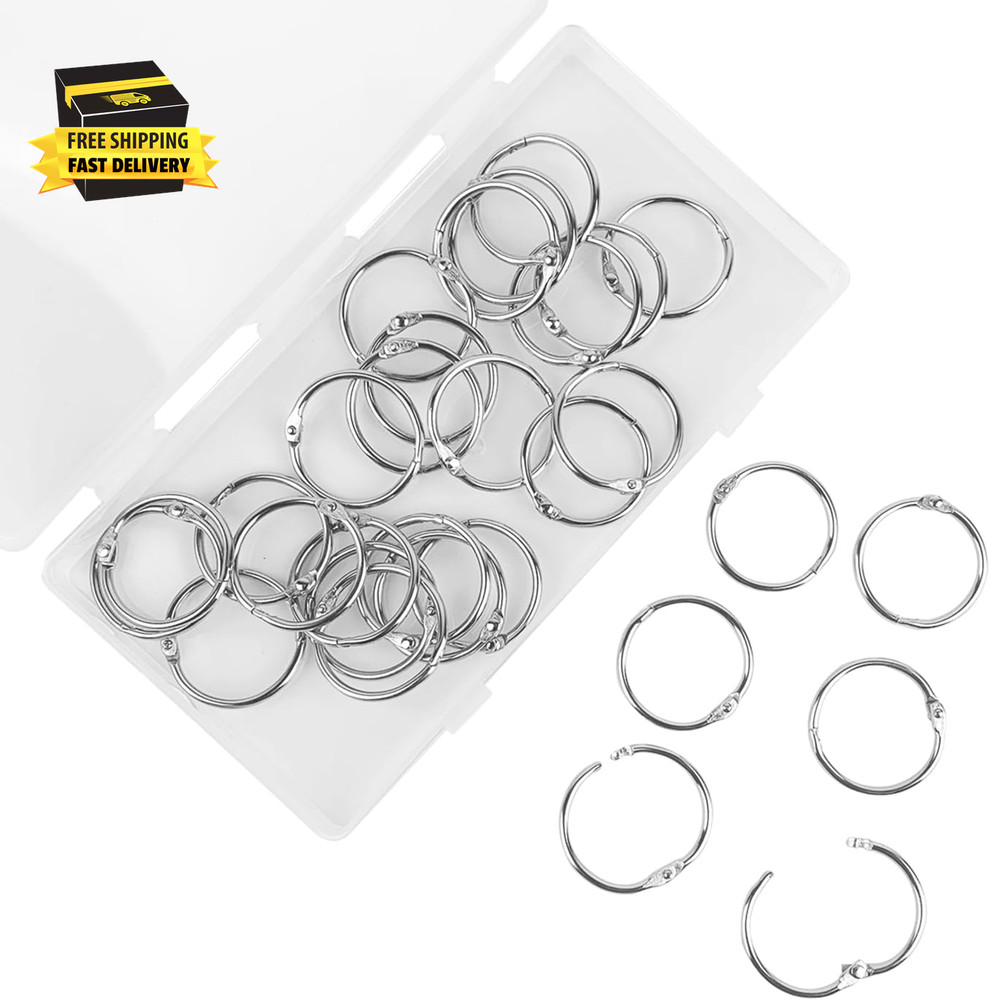 Loose Leaf Book Binder Rings 1-Inch（30 Pack） Metal Nickel Plated for Key Rings,