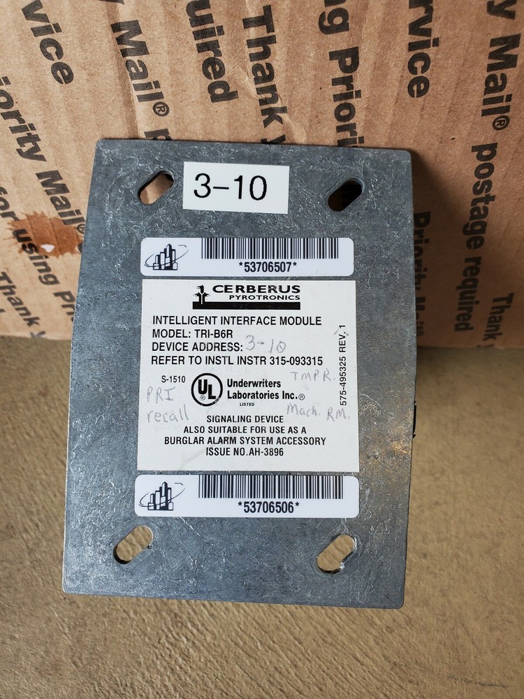 SIEMENS CERBERUS Pyrotechnics TRI-B6R INTERFACE MODULE SINGLE INPUT W/RELAY