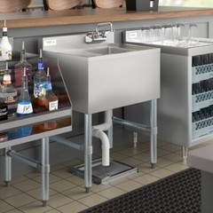 18″W x 24″L Steel One Bowl Commercial Underbar Sink with Left Drainboard