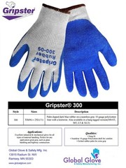 Global Glove Gripster® 300 Blue Rubber Coated Gloves, 12 Pair, S-2XL