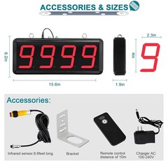 Digital LED Counter 4″ Digits Display People Visitor Item Counter w/Remote