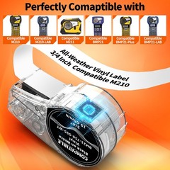 5x Replace for M21-750-595-WT All-Weather 3/4 inch (19.05mm), Black on White