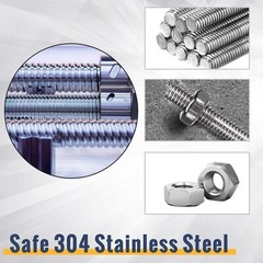 12 Pack 8/32 Inch M4 Threaded Rod w/ Hex Nuts Stainless Steel 16 Inch Studs Rods