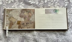 junk journal hand made canvas lace raffia bow 6 1/2 x 9 1/4 in. approx 80 pgs.