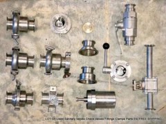 LOT OF Used Sanitary Valves Check Valves Fittings Clamps Parts Etc FREE SHIPPING
