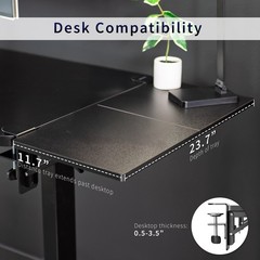 VIVO Black Clamp-on 24″ x 12″ Desk Extension, Accessory Platform, Keyboard Tray