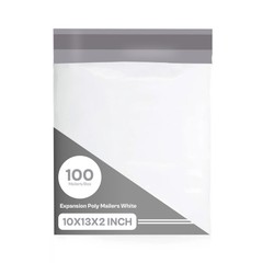 100 10×13 3 Mil Expansion Poly Mailers Bags Plastic Shipping Envelopes Gusseted