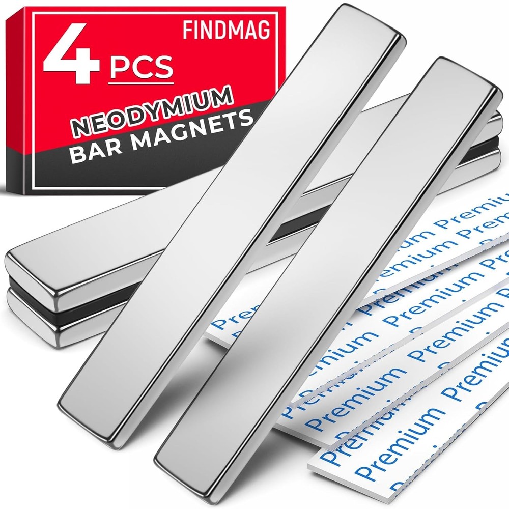 4 Pack Magnets Bar, Rare Earth Magnet Heavy Duty 60 x 10 x 3mm