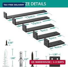 Goovilla Heavy Duty Floating Shelf Brackets 6 Inch for 2×4″ Wood Stud, 4 Pack L