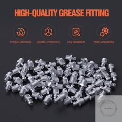 1/4″-28 Zerk Grease Fittings, SAE Grease Nipples with Straight, Grease Fittings