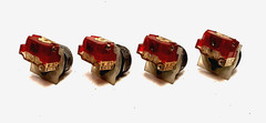 SQUARED D PUSH BUTTON TYPE: 9001, TYPE: KA-3 SER:J, RED (LOT OF 4)