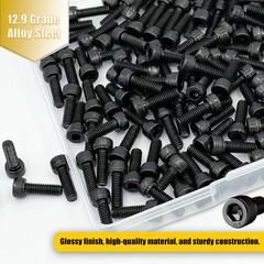 Duramedal 160pcs M4 x 12mm Screws, Hex Socket Head Cap M4*12mm 160pcs, Black
