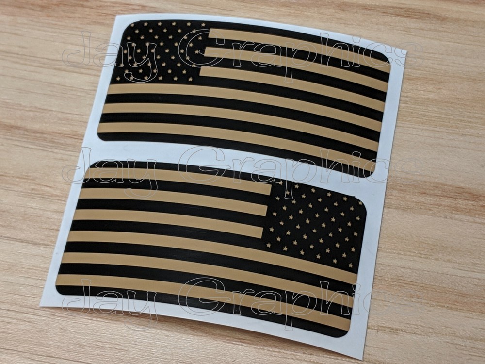 Coyote Brown – Tan American Flags Vinyl Hard Hat Stickers | Safety Helmet Decals