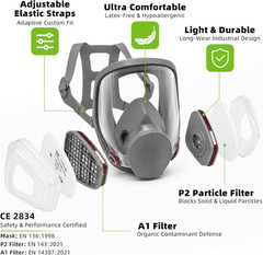 Reusable Half Facepiece, Half Facepiece with Goggle, Protection from Dust and Or
