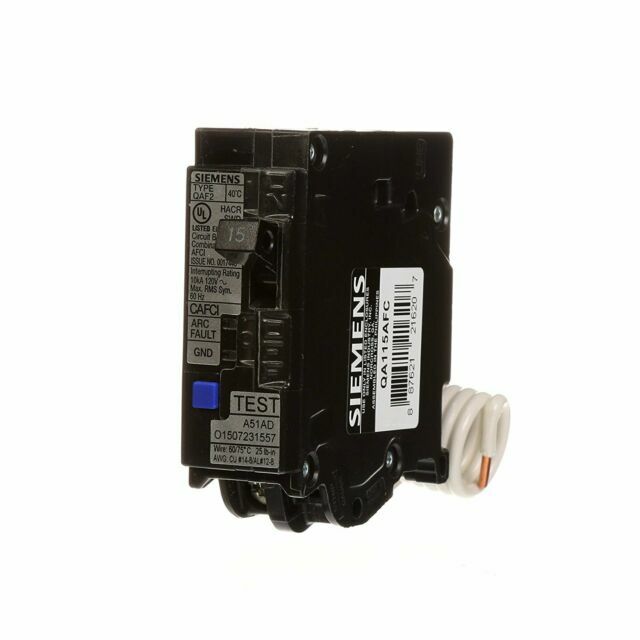 Siemens QA115AFC 15 A Plug-On Combination AFCI Breaker Black 15A Arc Fault New