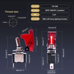 Twidec/3Pcs Rocker Toggle Switch 12V 20A Heavy Duty Racing Car Automotive Auto S