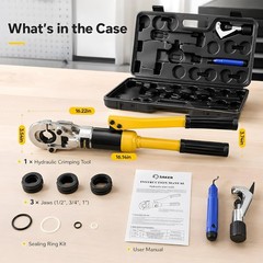 Hydraulic Copper Pipe Press Crimping Tool Kit PEX Crimper 1/2 3/4 1 Inch with Cu