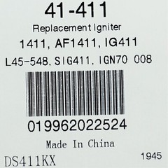 Furnace Igniter For Robertshaw 41-411 Rheem 62-22868-82 Trane IGN0054