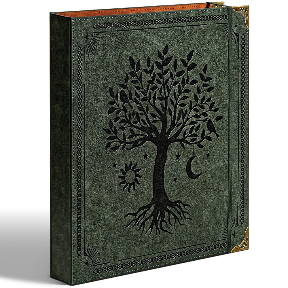 Ovesmusl Leather D Ring Binder Fits 8.5″x11″ Letter Size 1.5 inch, Green