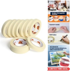 Masking Tape 10 Rolls 0.7 Inch x 60 Yards Beige White Painters Tape for Crafts