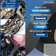 Wire Harness Tape 7 Rolls, Polyester Fabric,Flame Retardant,at 257℉ to -40℉, Wir