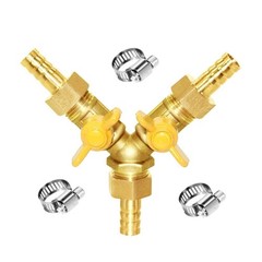 Joywayus 5/16″ Hose Barb 3 Way Shut Off Ball Valve Y 5/16 Inch – 1 pc, Brass