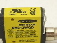 Banner SM312WQD Mini-Beam Divergent Diffuse Standard Sensor 130mm 10-30VDC