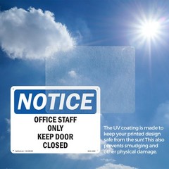 Office Staff Only Keep Door Closed OSHA Notice Sign Metal, Decal – 5 or 10 Pack
