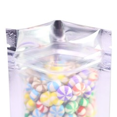 Clear Front Silver Mylar Color Zip Seal Pouch for Hard Candy Products (2.5×3.5″)