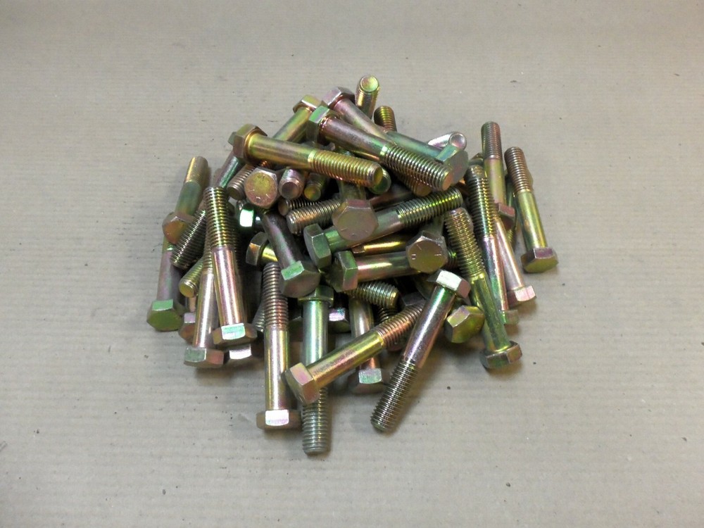 NEW HEX HEAD 4″ L 1/2″ THREAD DIAMETER STEEL YELLOW DICHROMATE BOLT LOT OF 65