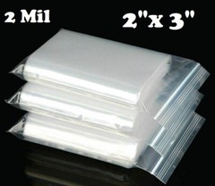 2″x 3″ ZIP SEAL BAGS CLEAR 2 MIL PLASTIC RECLOSABLE LOCK MINI BAGGIES 2MIL