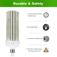 (2-Pack) 300 Watt LED Corn Light E39 Mogul Base High Bay Warehouse Factory Bulb