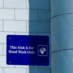 Horizontal Metal Sign This Sink Is for Hand Wash Only Feature Department Blue