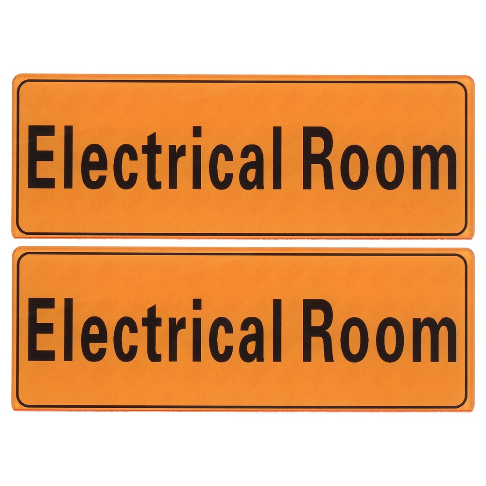 9″x3″ Electrical Room, 2Pcs Room Door Sign Self-Adhesive, Orange with Black Text