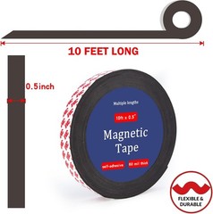 Super Sticky Magnetic Tape 10ft x 1/2in Strong Magnet Strip Adhesive NEW