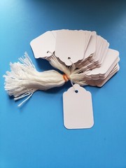 Blank White Merchandise Price Tags w/ String Jewelry Retail Strung 10-100-1000