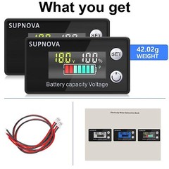 2PCS Battery Monitor Meter 12V 24V 36V 48V 60V 72V Capacity Tester With Alarm US