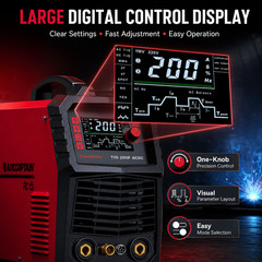 ARCCAPTAIN 7 in 1 TIG Welder 200A AC/DC Aluminum TIG Welder with Pulse 110V/220V