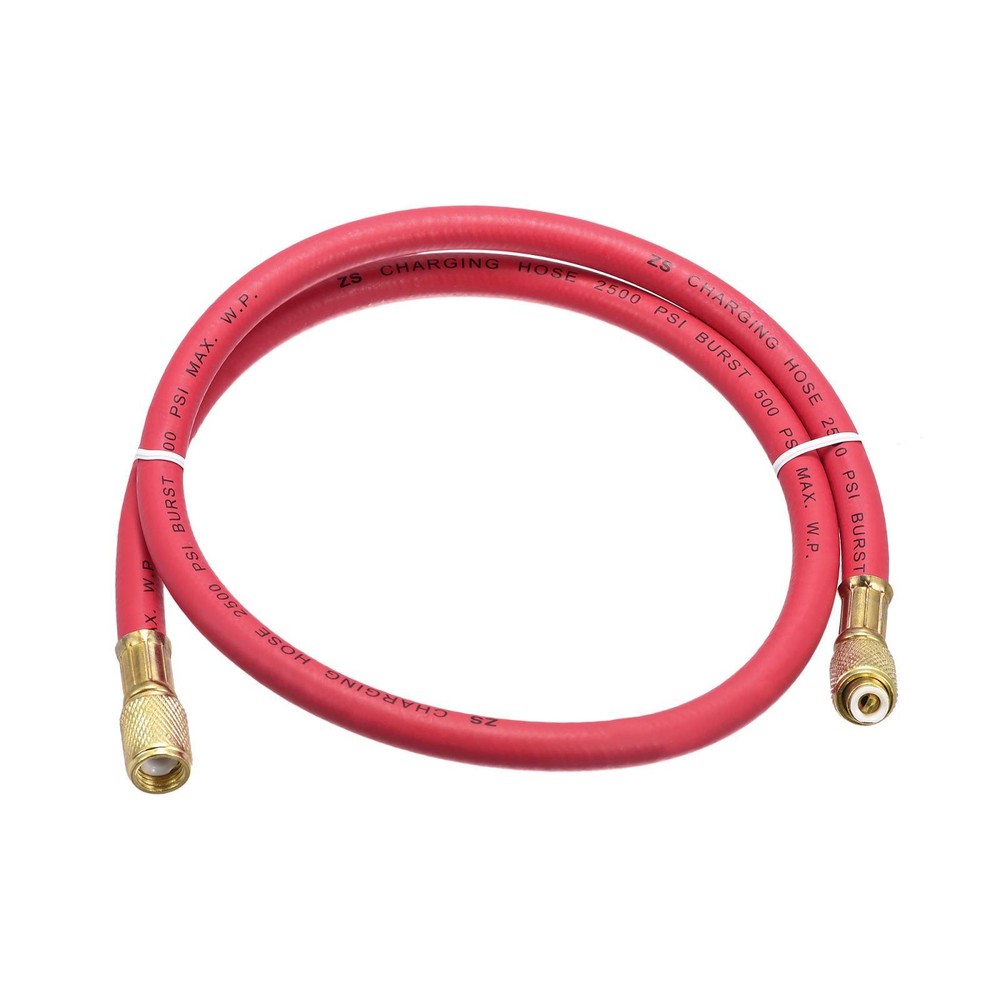 Charging Hose Tube 0.9M Length 1/4 SAE Thread 500PSI for AC Refrigeration Red
