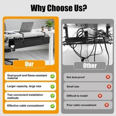 Oxford Cloth Under Desk Cable Management Tray,No-Drill 36″ Desk Cable Managem…