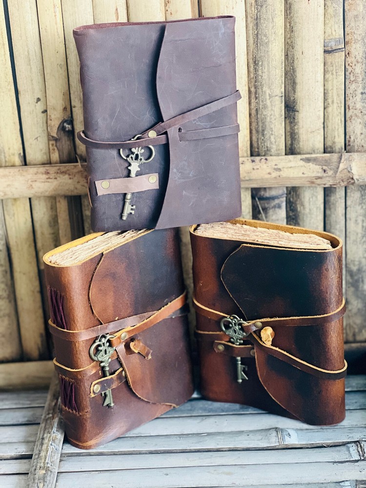 5×7 in Combo Of 3 Leather Key Journals Blank Deckle Vinatge best gift for Unisex