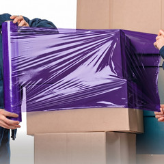 8 Rolls Cast Hand Stretch Wrap 18″ x 1500′ 47 Gauge, Tinted Purple Shrink Film
