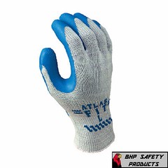ATLAS FIT 300 SHOWA-BEST LATEX PALM BLUE X-LARGE RUBBER WORK GLOVES (1 DOZEN)