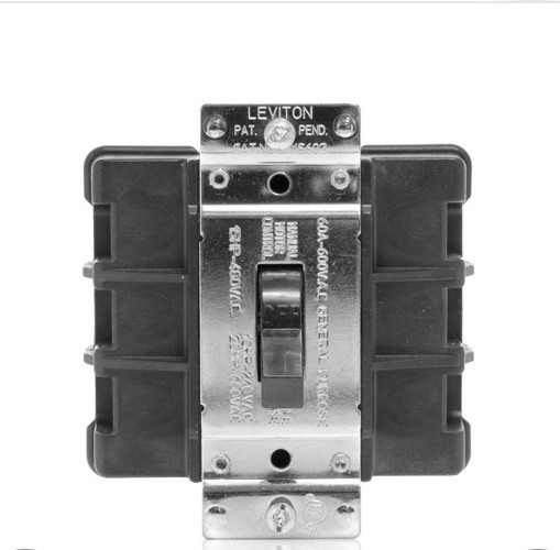 Leviton 60 Amp 600 Volt Industrial Grade Double Pole Single Phase AC MS602-BW BL