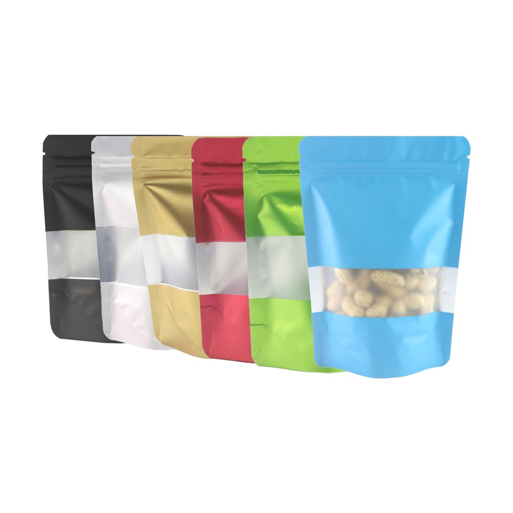 200 Matte Standup Zip Seal Bag in with Clear Window for Dried Foods Candy Sugar