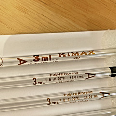 Lot of 8- Fisher brand/Kimax 3 ml Class A Volumetric Pipettes – New